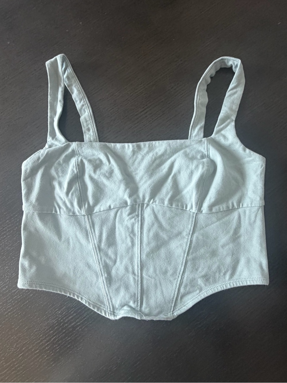 Gargage Square-Neck Corset Crop Top - Light Blue M